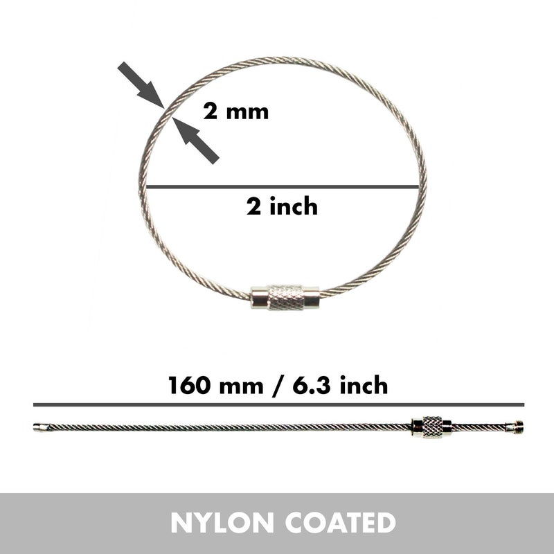 Millennial Essentials Stainless Steel Wire Keychains 1.5mm 6.3 Inches Aircraft Cable Key Ring Loops for Hanging Luggage Tags or ID Tags (100 Pack) - Image 3